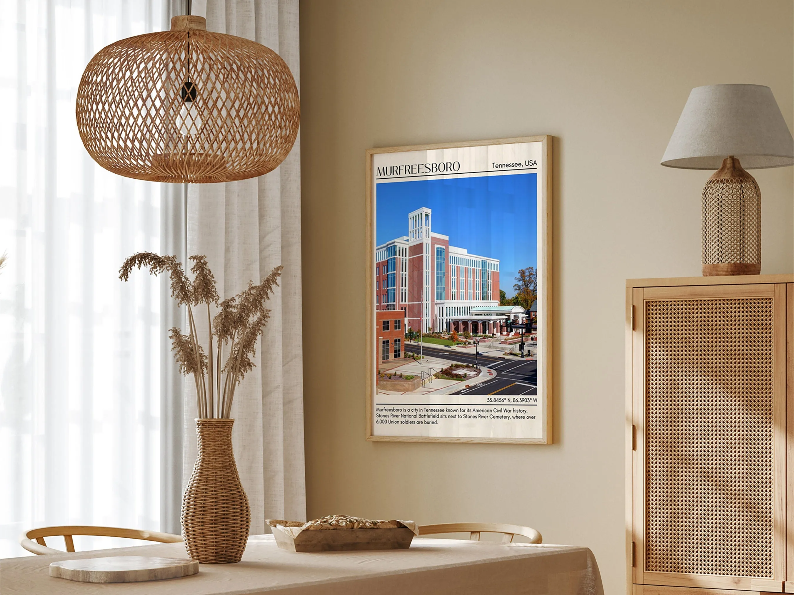 Murfreesboro Minimal Wall Art, Tennessee, USA
