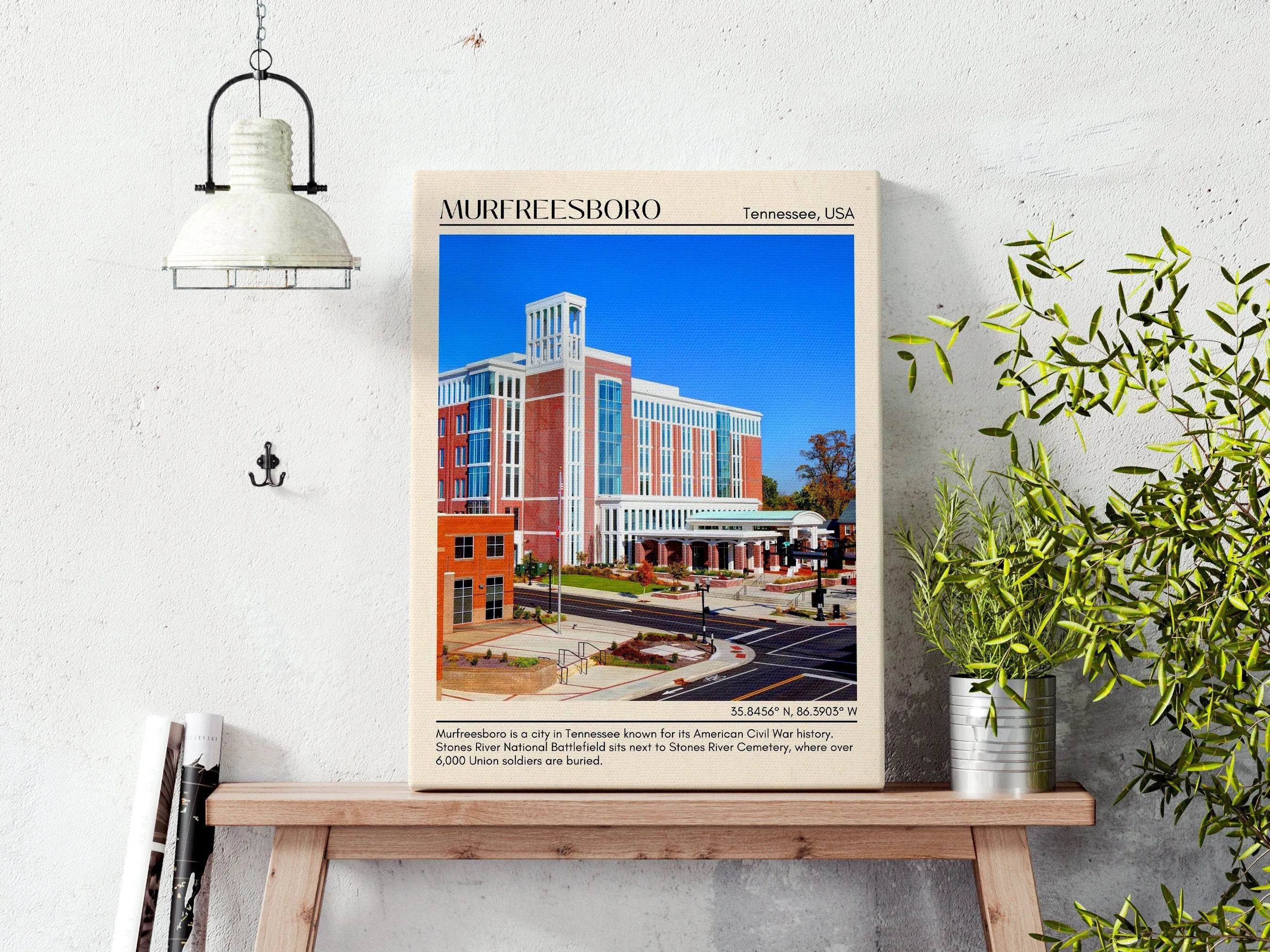 Murfreesboro Minimal Wall Art, Tennessee, USA