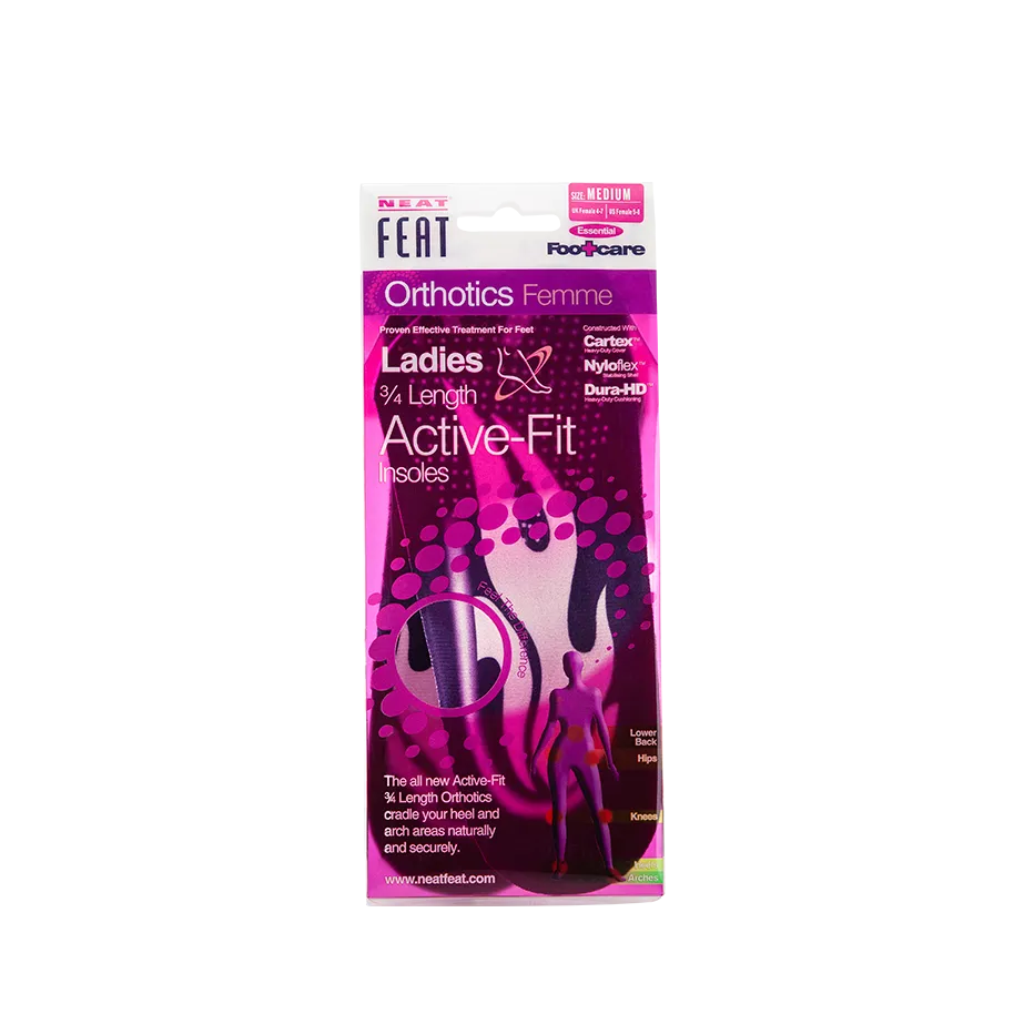 Neat Feat Ladies 3/4 Length Orthotics  Active Fit For Reducing Heel Shock