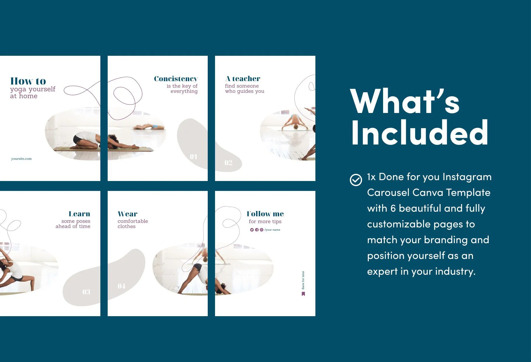 Nova Fitness 6-Page Carousel Canva Template