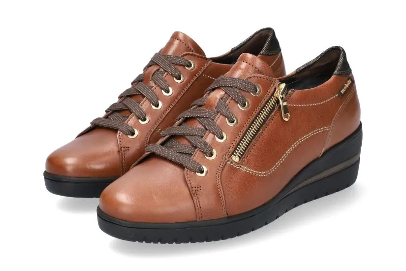 'Patsy' women's ergonomic wide fit (H) lace-zip sneaker - Brown