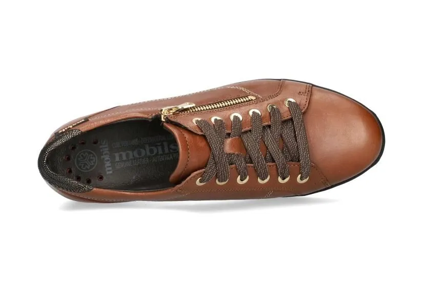 'Patsy' women's ergonomic wide fit (H) lace-zip sneaker - Brown