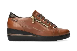 'Patsy' women's ergonomic wide fit (H) lace-zip sneaker - Brown