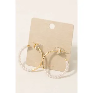 Pearl Beaded Metallic Hoops