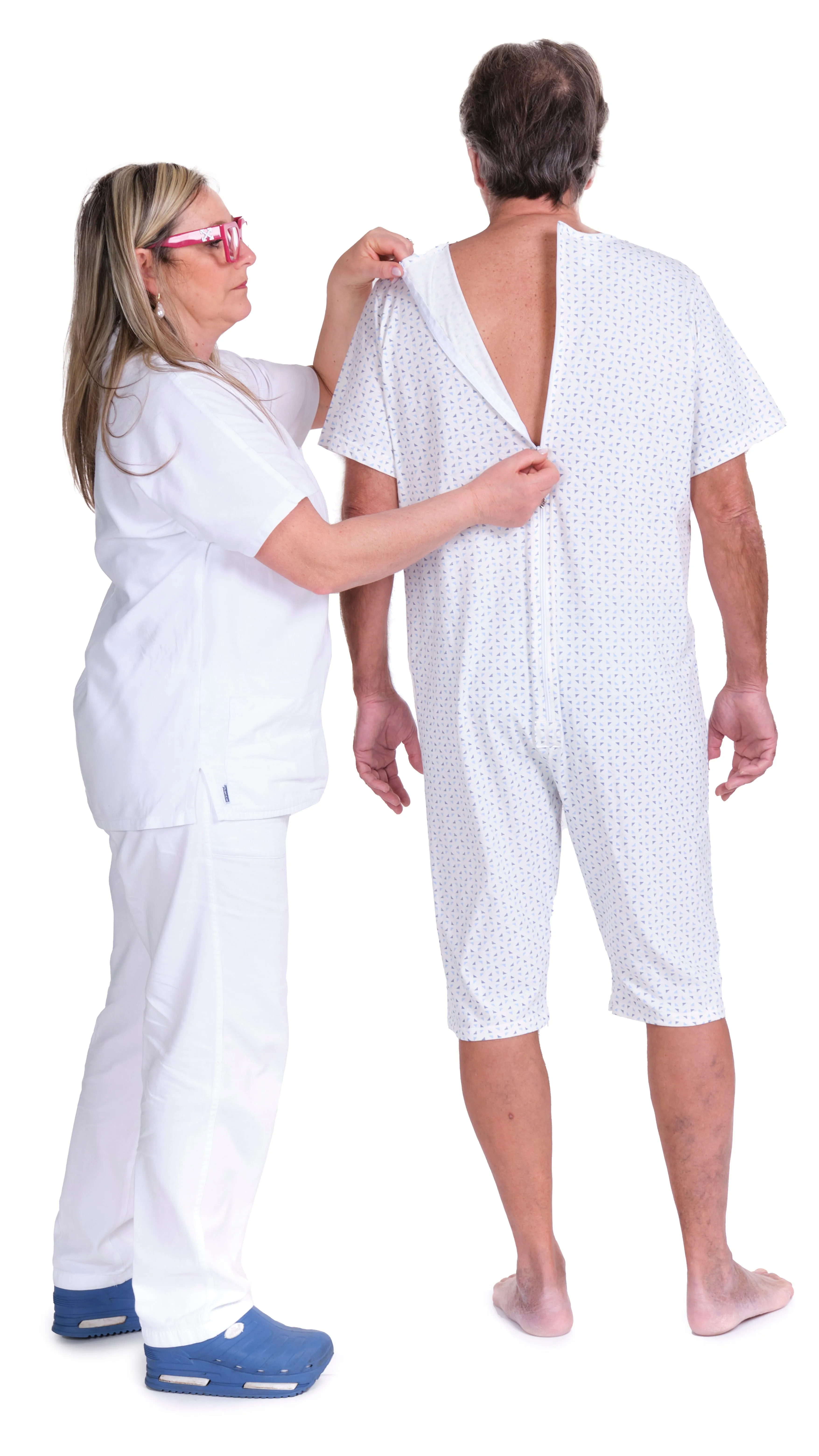 Pigiama Sanitario estivo manica corta pantalone corto con cerniera interno gamba 100% cotone- 9012/6