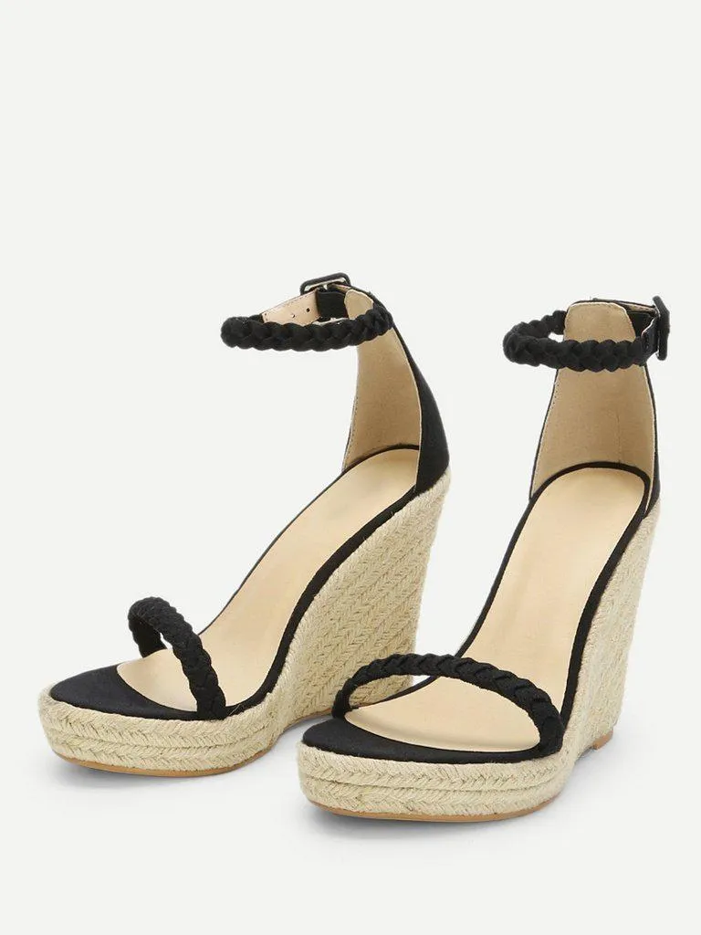 Plaited Strap Espadrille Wedge Sandals