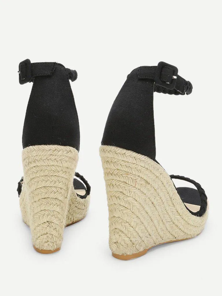 Plaited Strap Espadrille Wedge Sandals