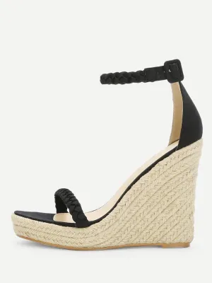 Plaited Strap Espadrille Wedge Sandals