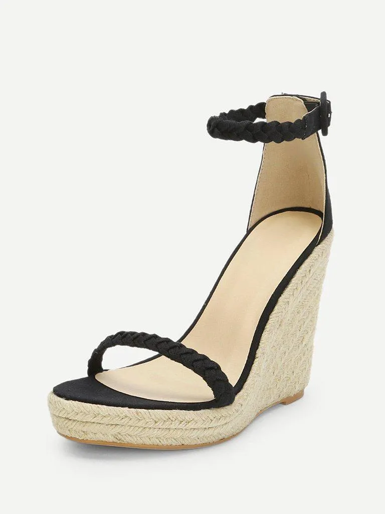 Plaited Strap Espadrille Wedge Sandals