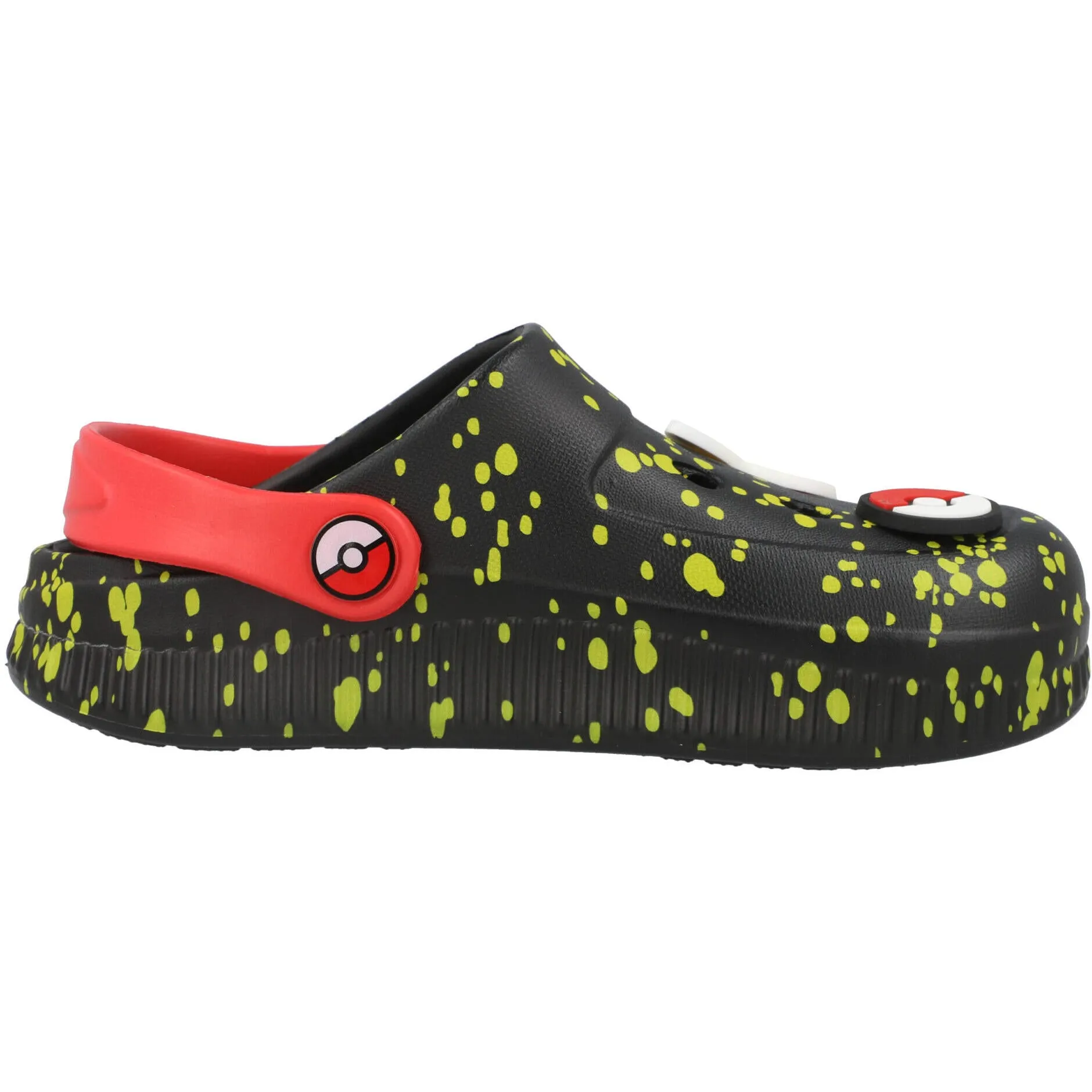 Pokémon Sockoto Kids Black Clogs with Pikachu Badges