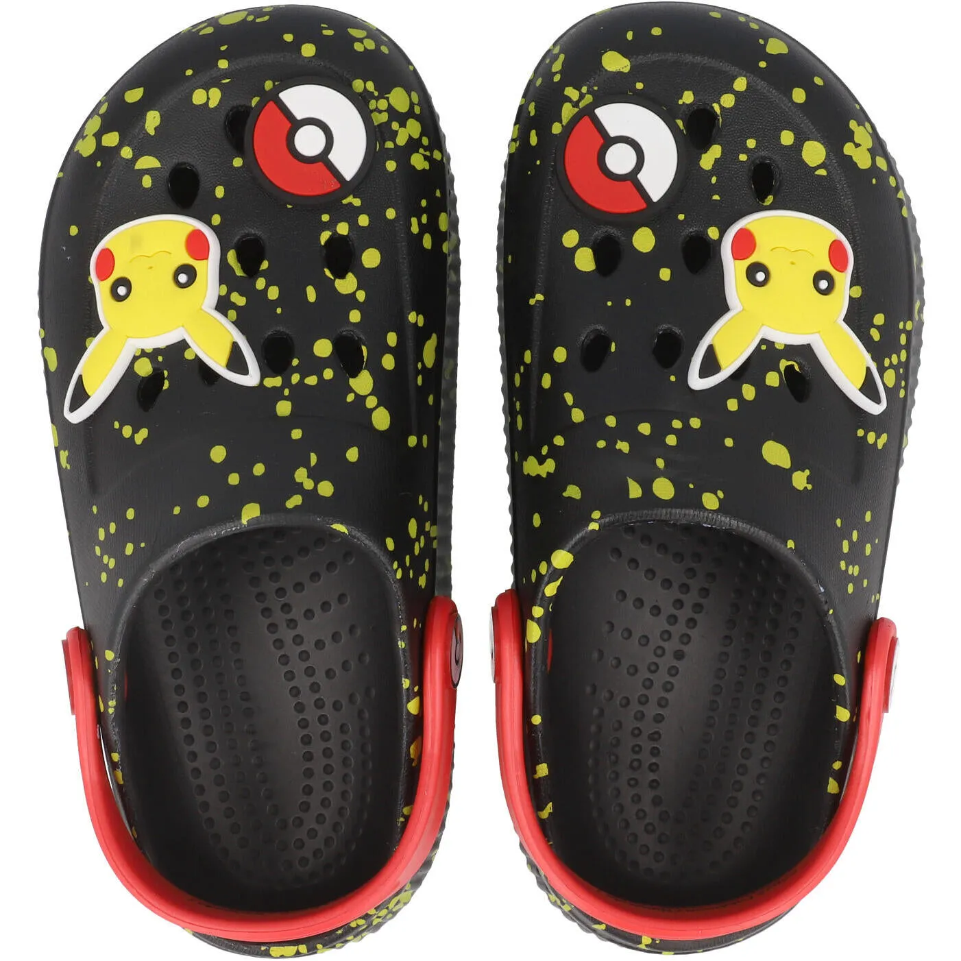 Pokémon Sockoto Kids Black Clogs with Pikachu Badges