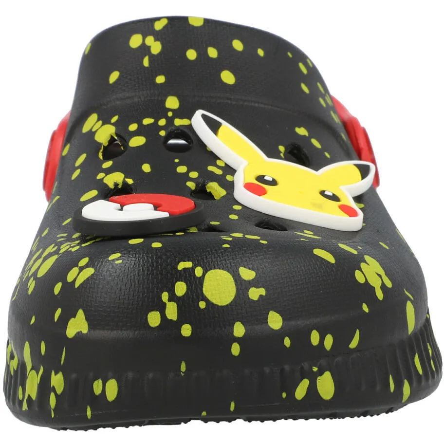 Pokémon Sockoto Kids Black Clogs with Pikachu Badges