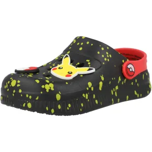 Pokémon Sockoto Kids Black Clogs with Pikachu Badges
