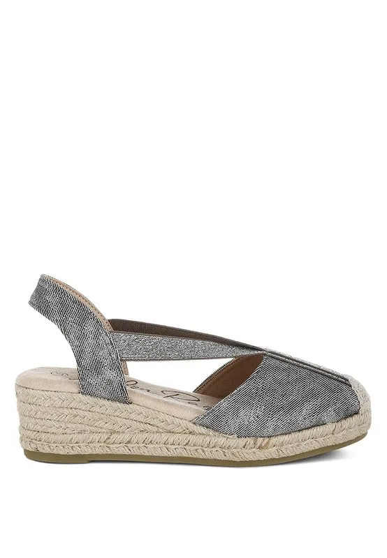 Port Side Metallic Woven Espadrille Wedges