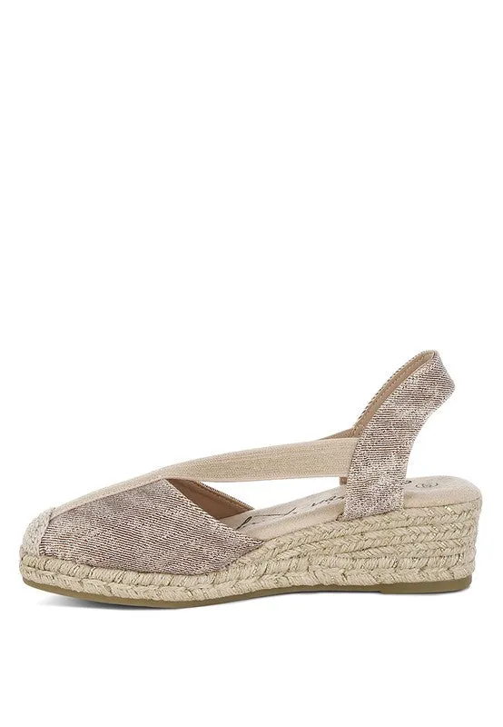 Port Side Metallic Woven Espadrille Wedges