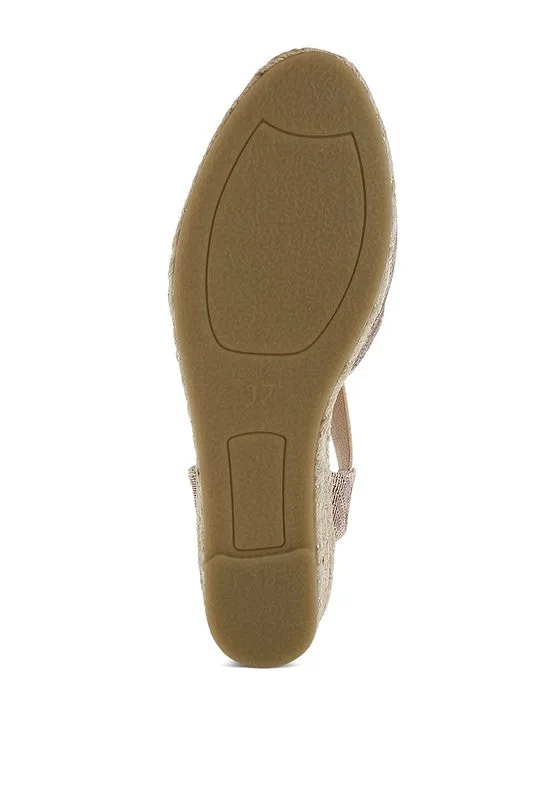 Port Side Metallic Woven Espadrille Wedges