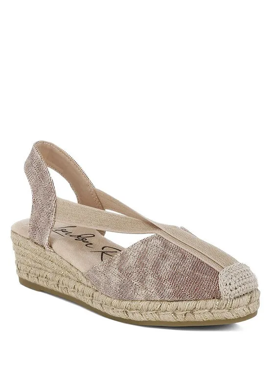 Port Side Metallic Woven Espadrille Wedges