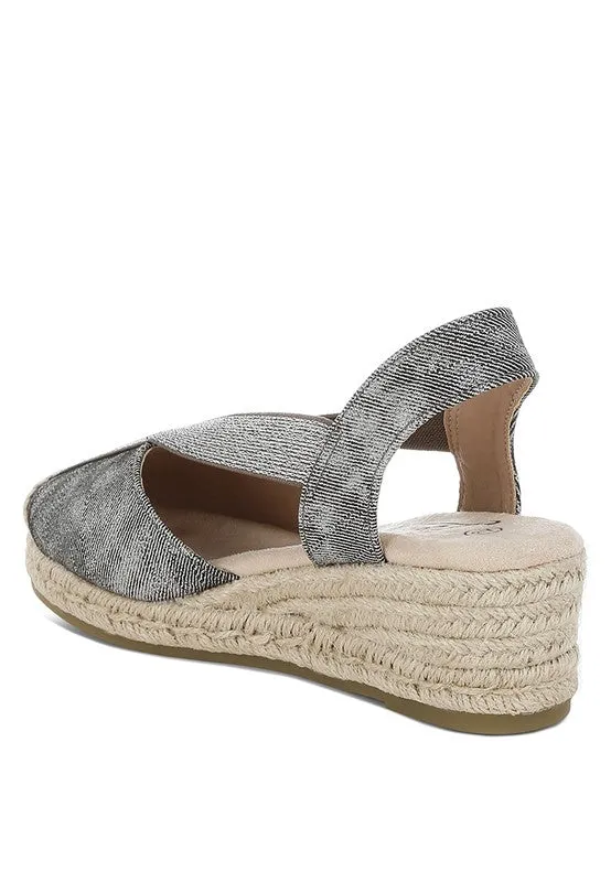 Port Side Metallic Woven Espadrille Wedges