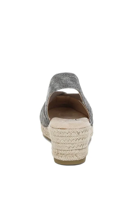 Port Side Metallic Woven Espadrille Wedges