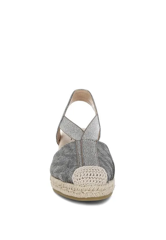 Port Side Metallic Woven Espadrille Wedges