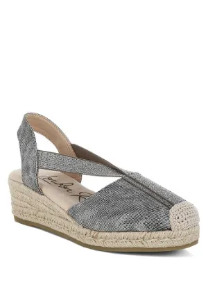 Port Side Metallic Woven Espadrille Wedges