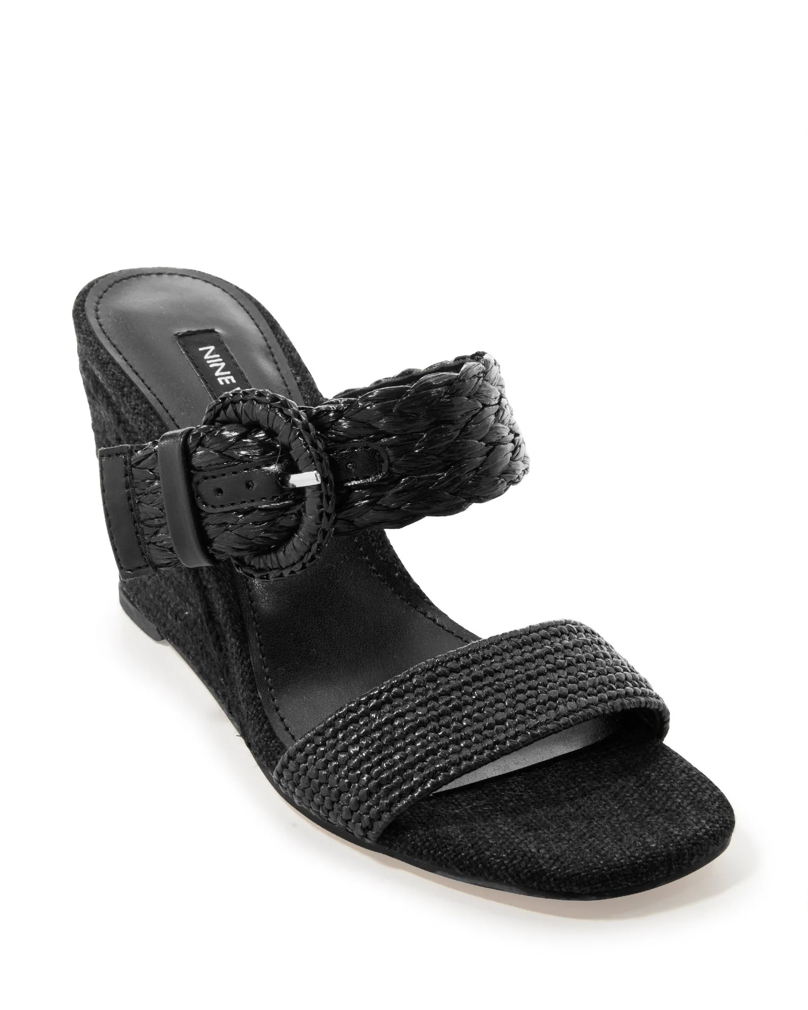 Raffia Buckle Detail Wedge Black