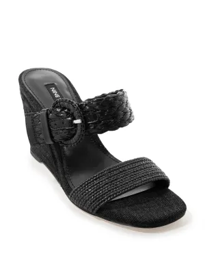 Raffia Buckle Detail Wedge Black