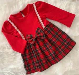 Red Tartan Bow Dress - 9m