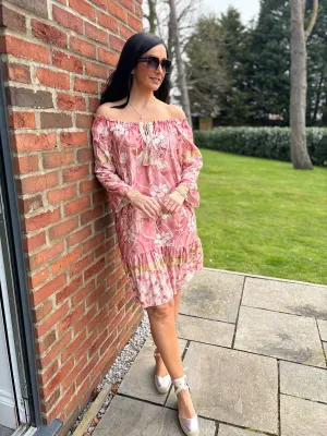 Rose Flower Bardot Dress Della