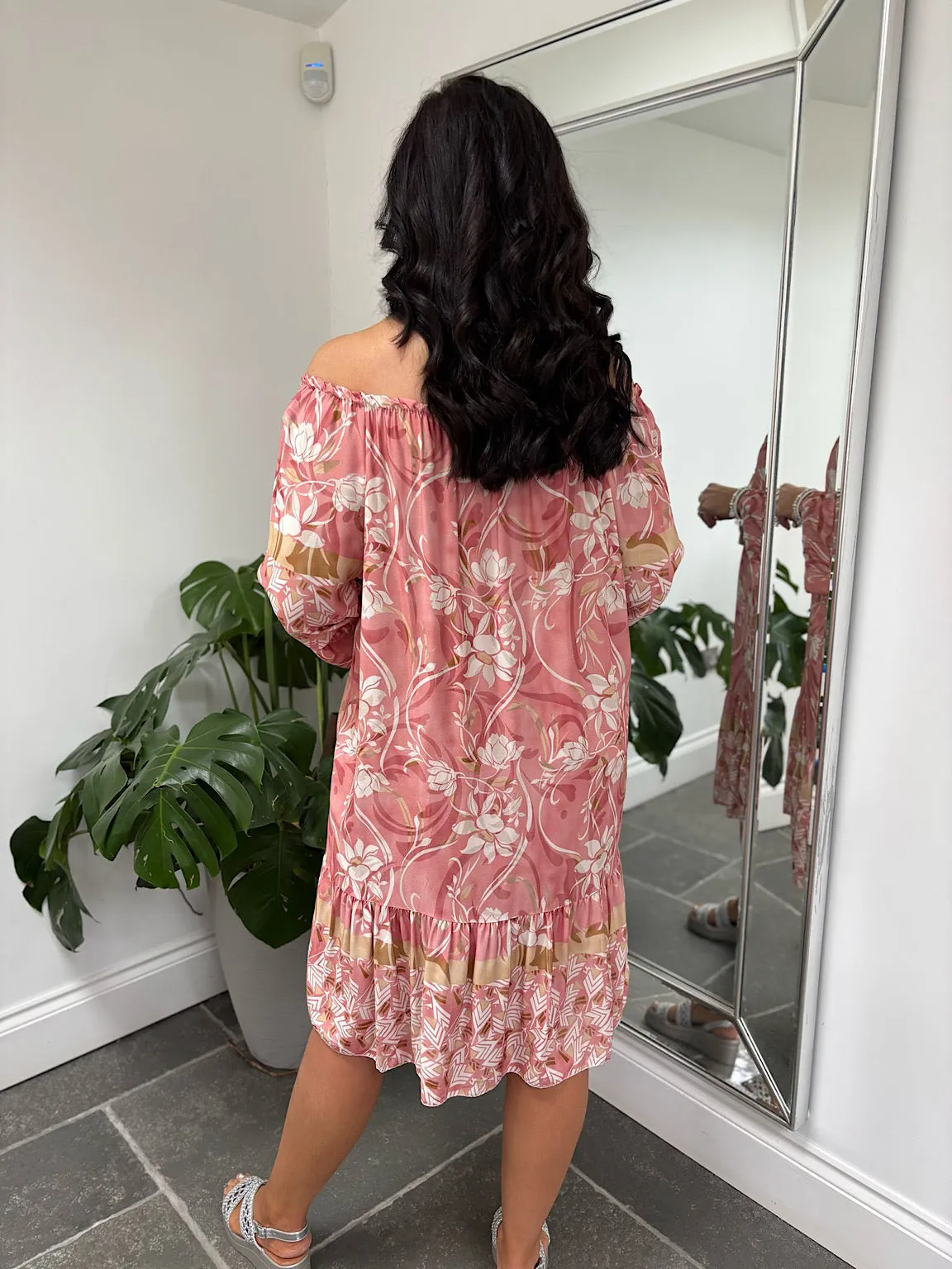 Rose Flower Bardot Dress Della