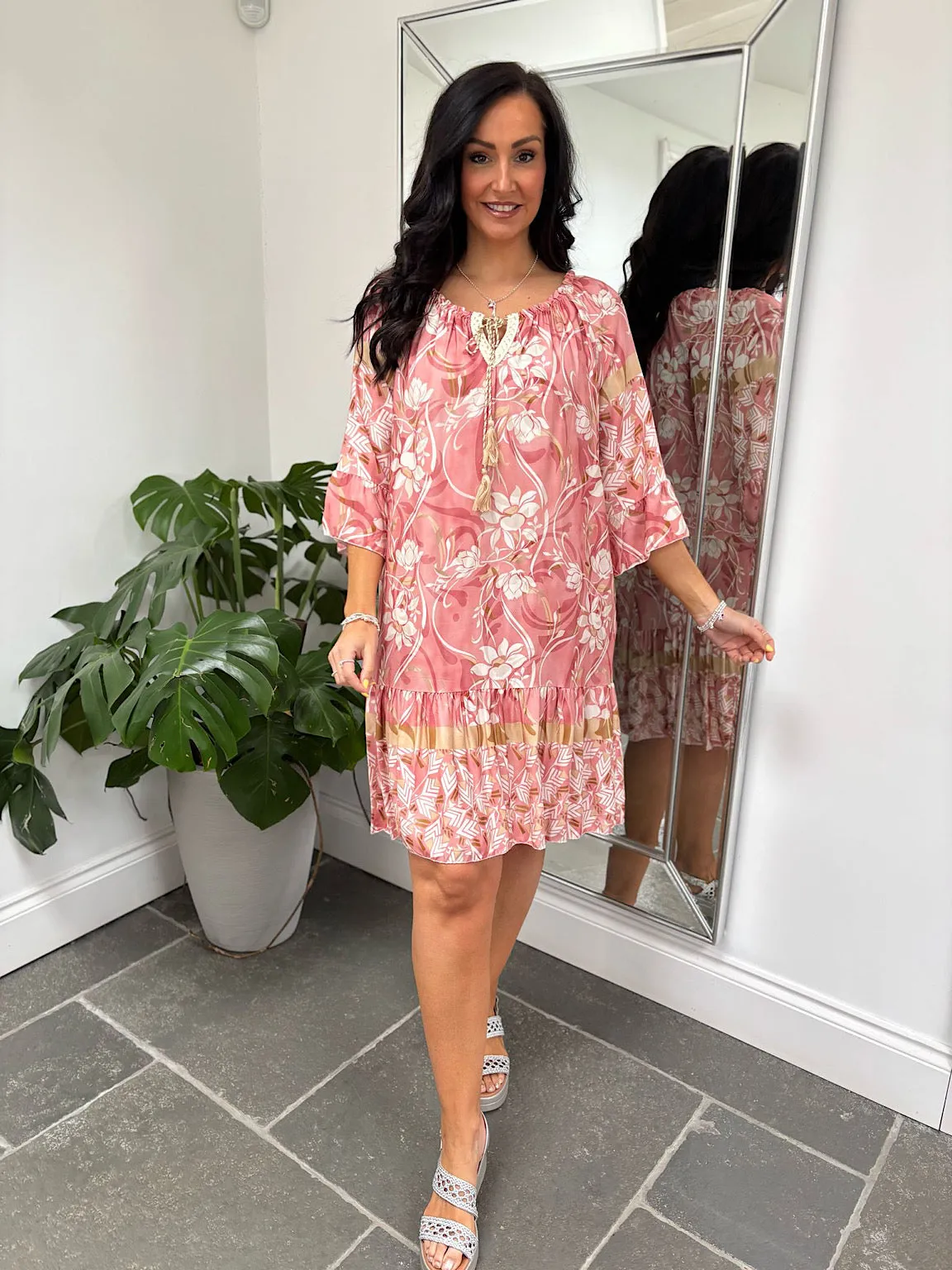 Rose Flower Bardot Dress Della
