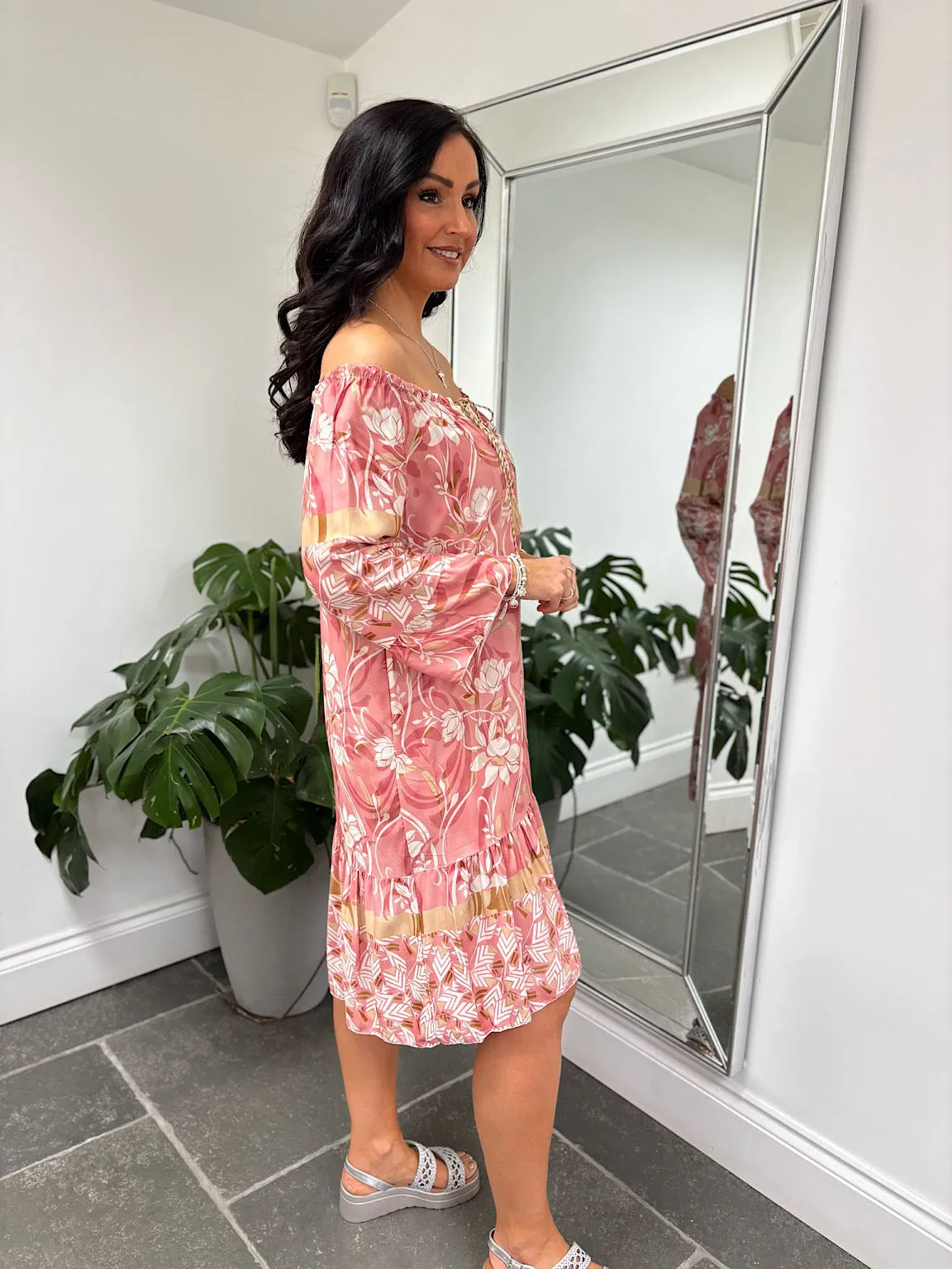 Rose Flower Bardot Dress Della