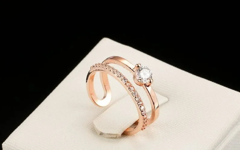 Round Cut Half Eternity Moissanite Diamond wedding Band/ Rose Gold band /Unique Vintage Stacking Matching band/Celtic Band