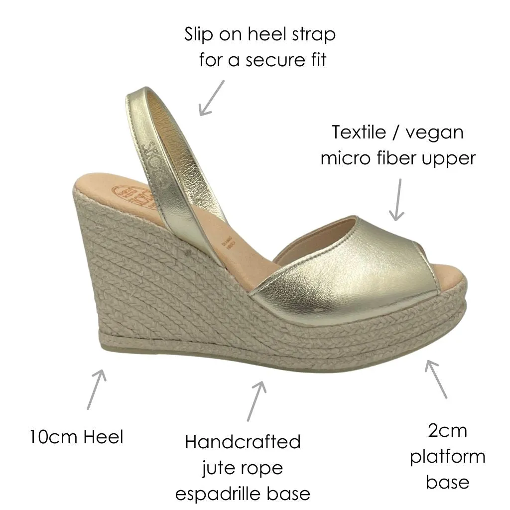 Roxy Espadrille Wedge in Gold (Vegan)