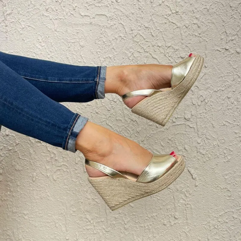 Roxy Espadrille Wedge in Gold (Vegan)