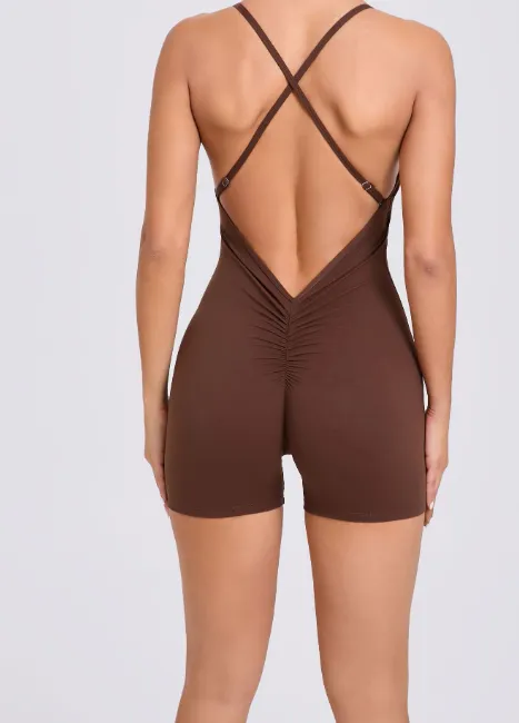 Ruched Booty All In One - Coffee