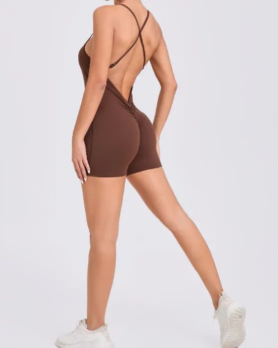 Ruched Booty All In One - Coffee