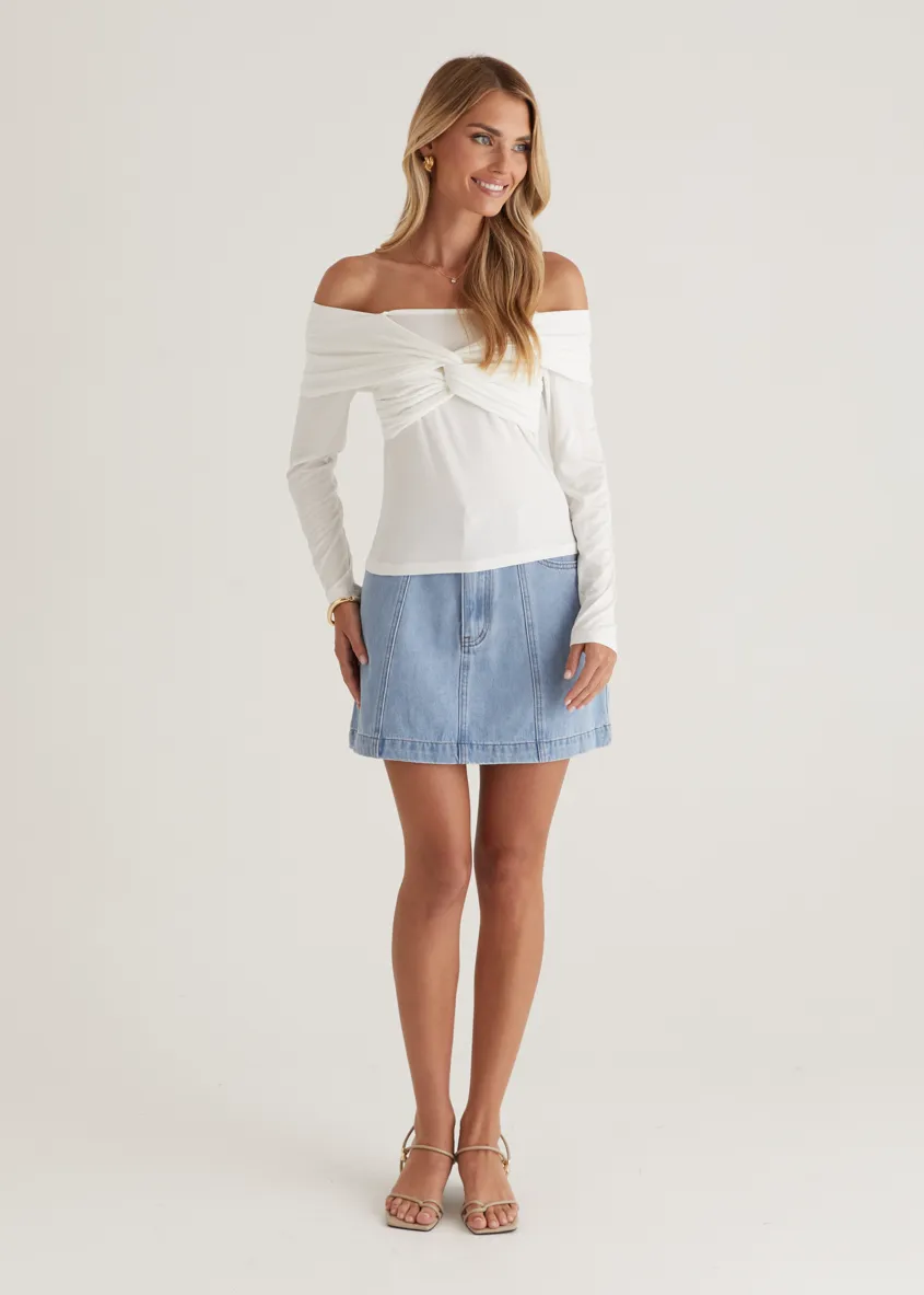 Saira Jersey Top - Off White