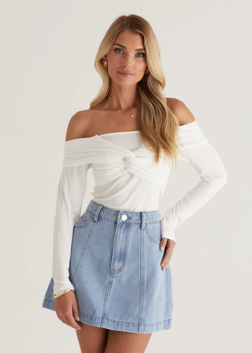 Saira Jersey Top - Off White