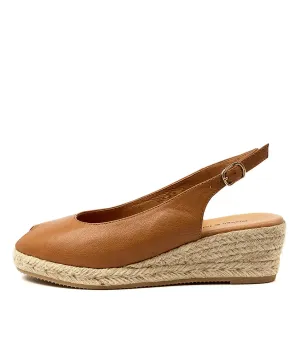 Saniarly Tan Leather Wedges Shoes