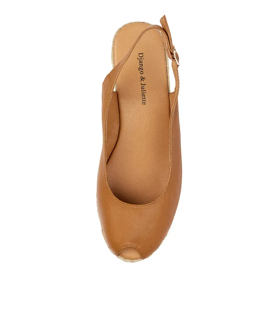 Saniarly Tan Leather Wedges Shoes