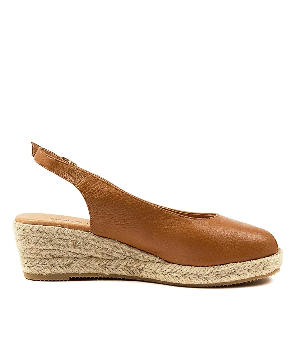Saniarly Tan Leather Wedges Shoes