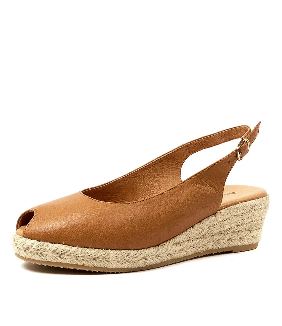 Saniarly Tan Leather Wedges Shoes