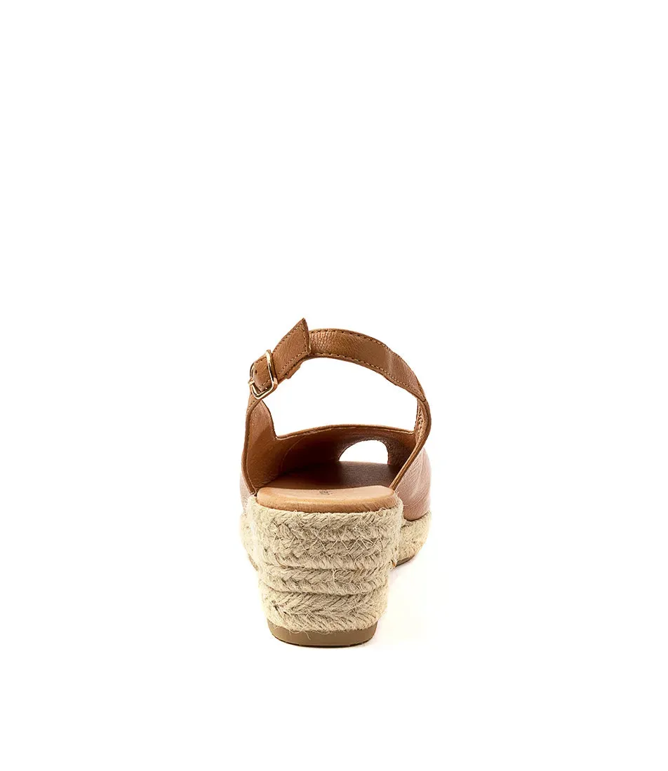 Saniarly Tan Leather Wedges Shoes
