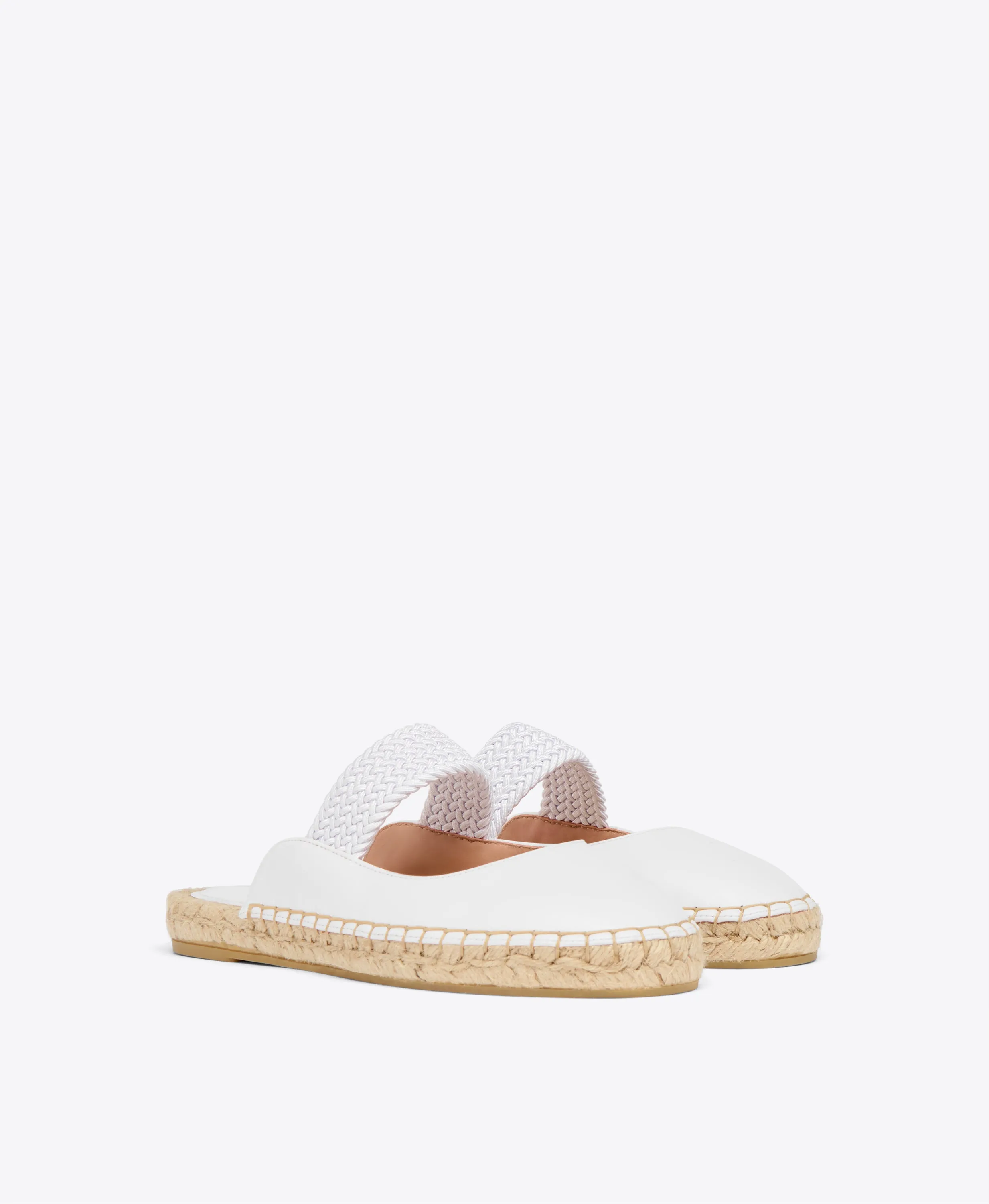 Siena White Leather Flat Mules