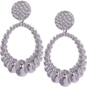 Silver Hammered Crescent Hoop Earrings
