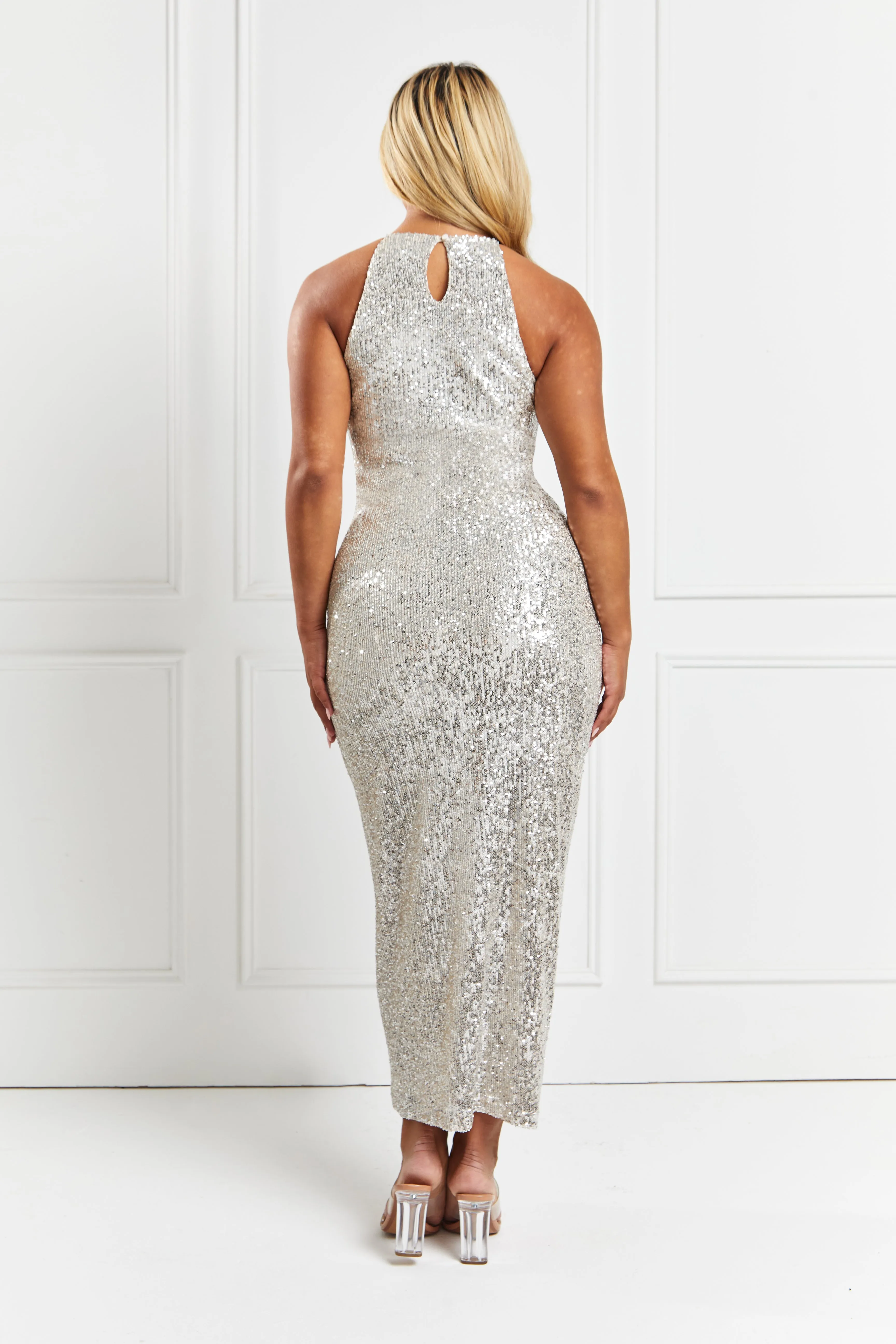 Silver Sequin ‘Eddie’ Maxi Skirt