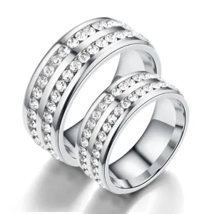 Silver Titanium Elegant Couple Adjustable Band Ring