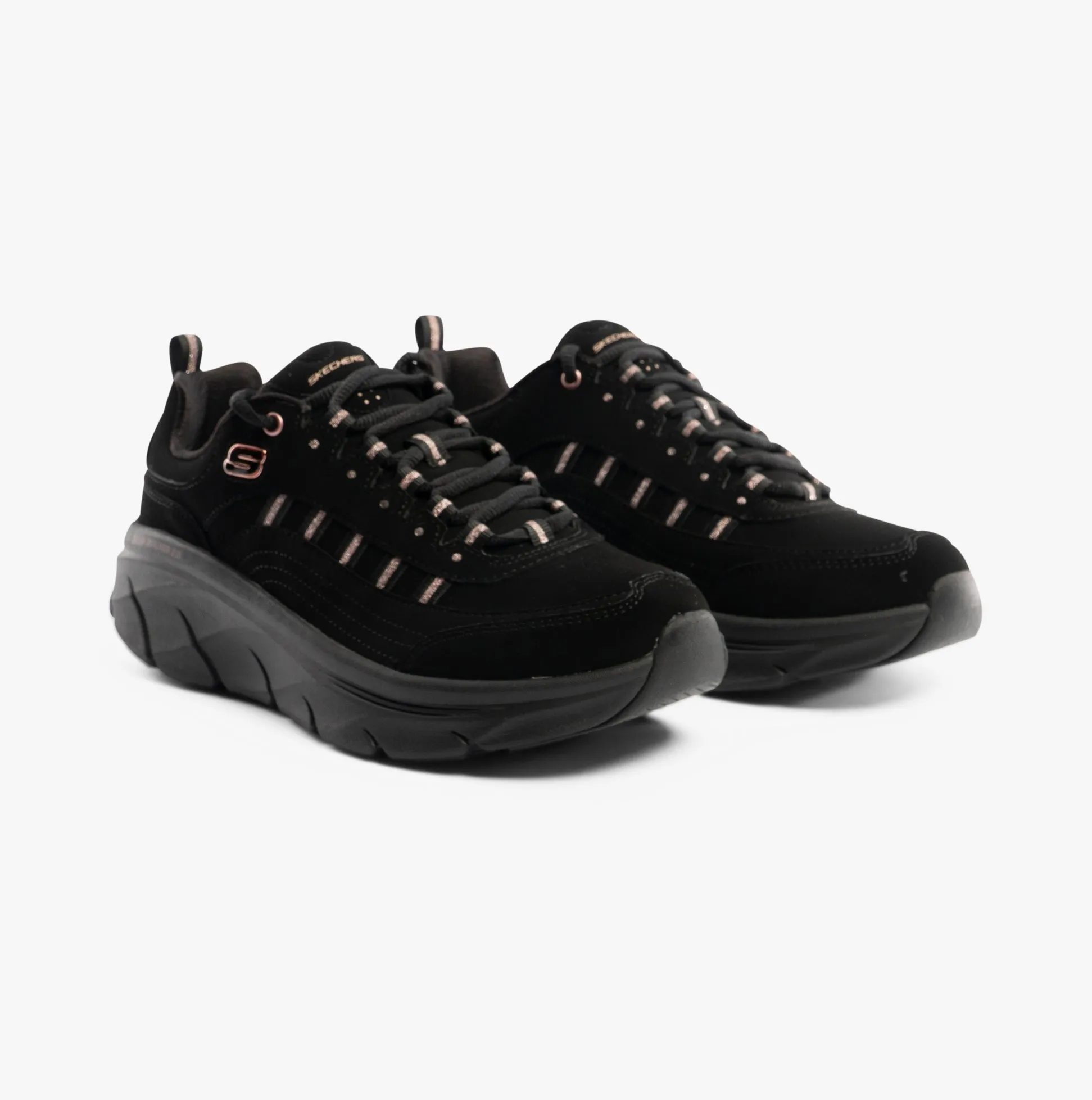 Skechers 150106/BKRG D'LUX WALKER 2.0-GOLDEN STEP Womens Trainers Black/Rosegold