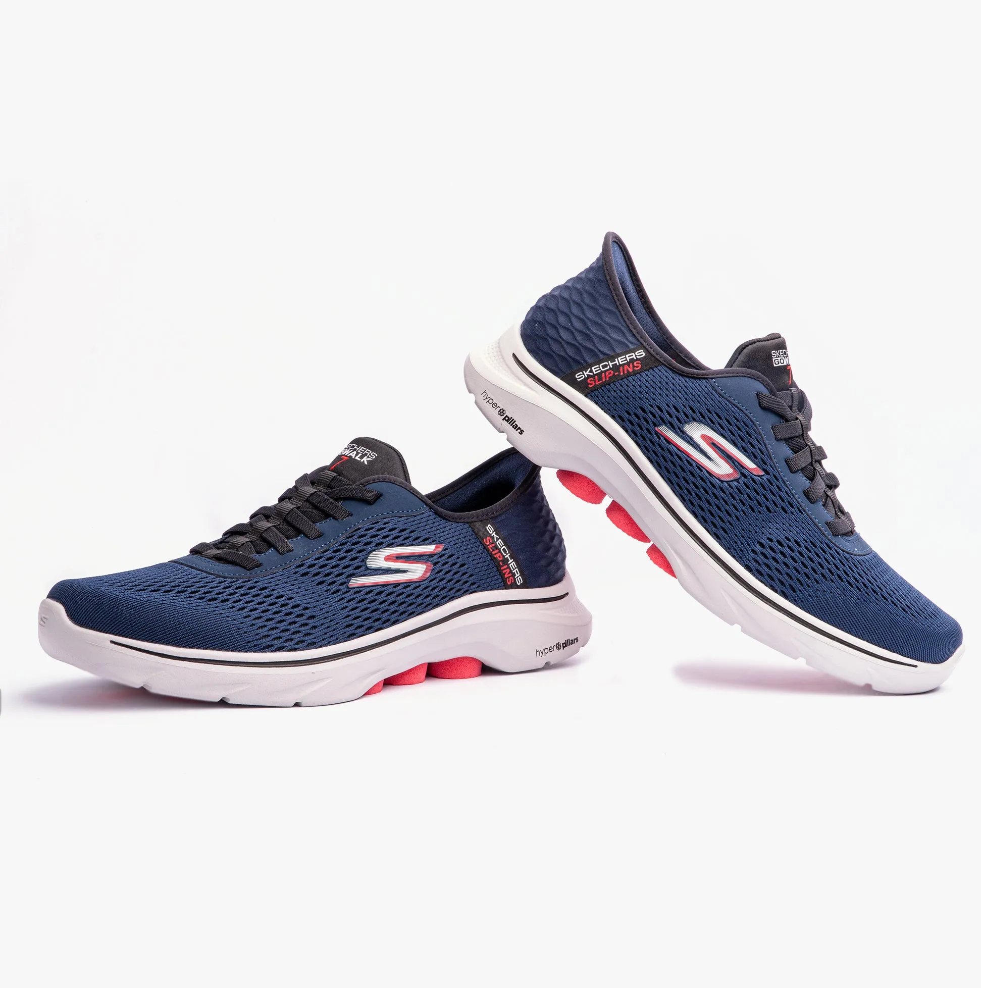 Skechers 216648/NVRD O WALK 7 - FREE HAND 2 Mens Trainers Navy/Red